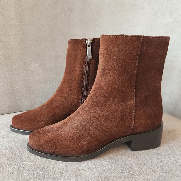 Aquatalia ankle boots 5 brown suede chocolate luxury comfort Made Italy new $495 - Picture 7 of 15